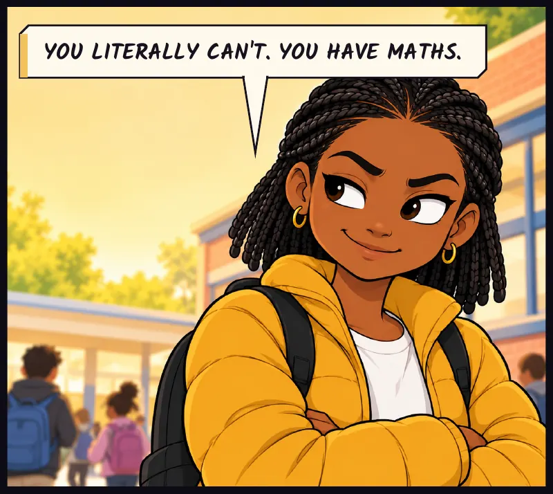 Close on Jawu, arms folded. Jawu: You literally can't. You have maths.