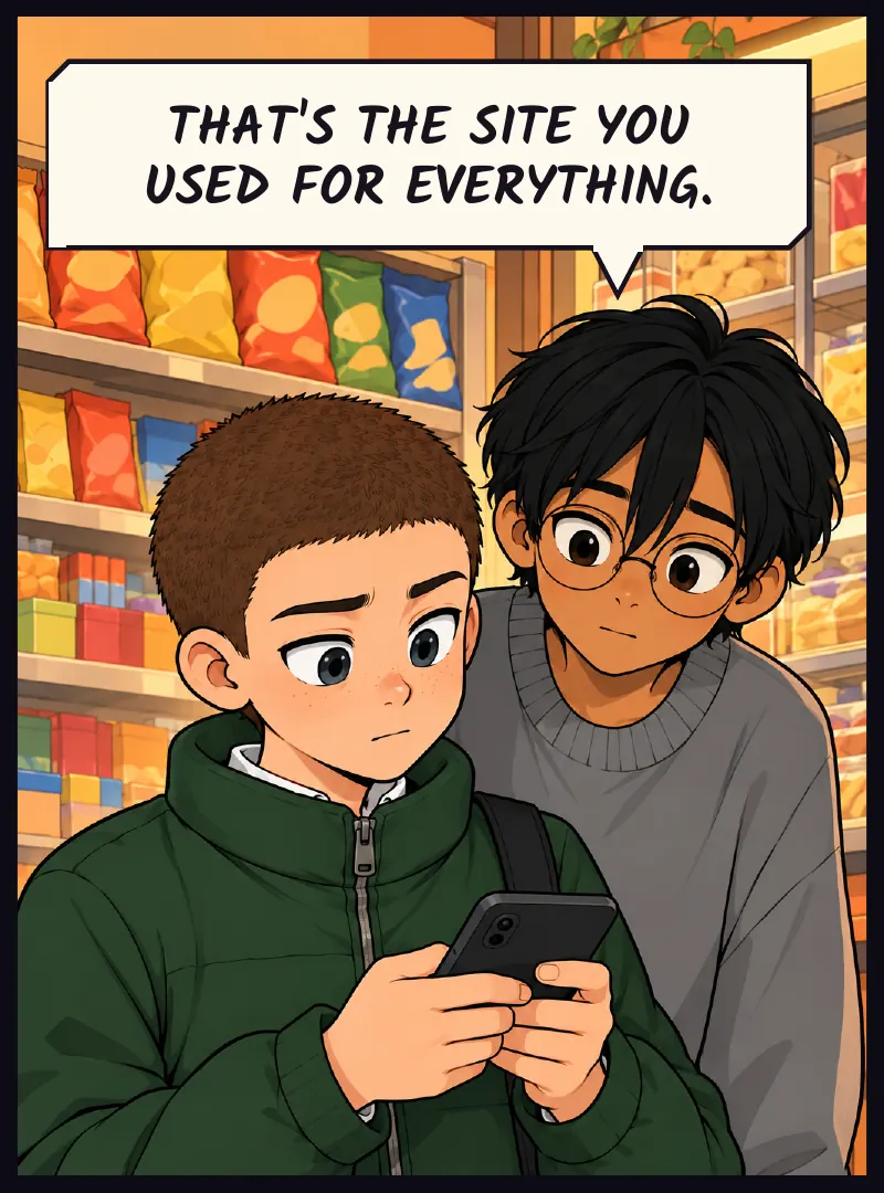 Sudde, reading over Juni's shoulder. Sudde: That's the site you used for everything.