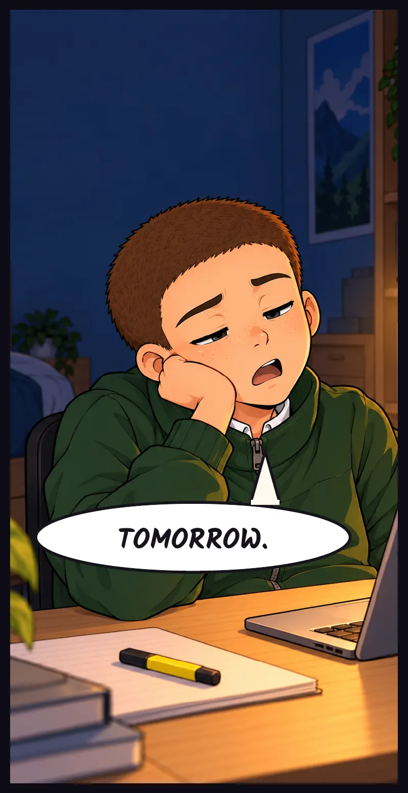 Juni, half asleep. Juni: Tomorrow.