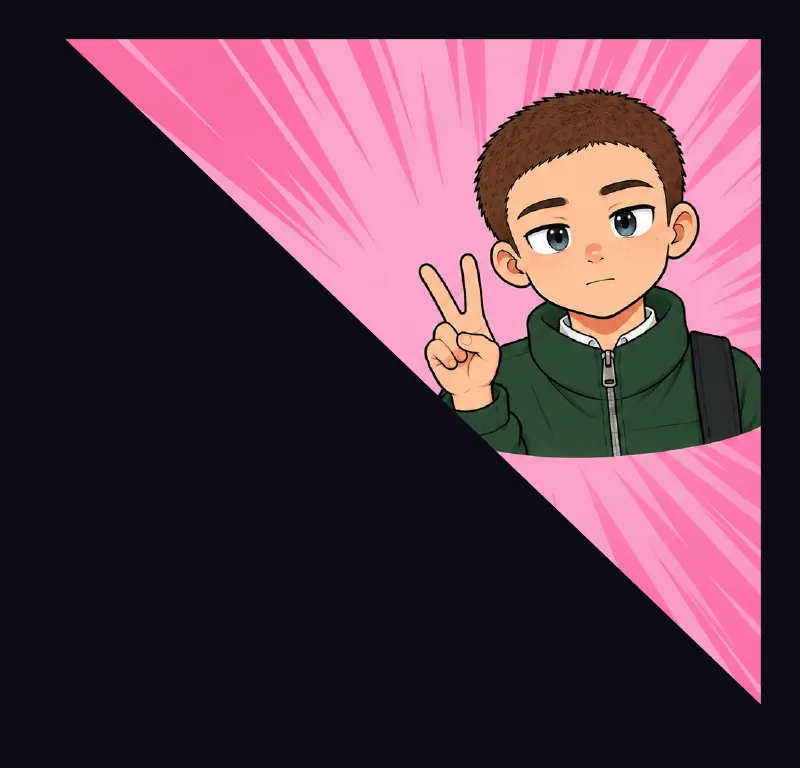 Corner inset: Juni's deadpan peace sign.