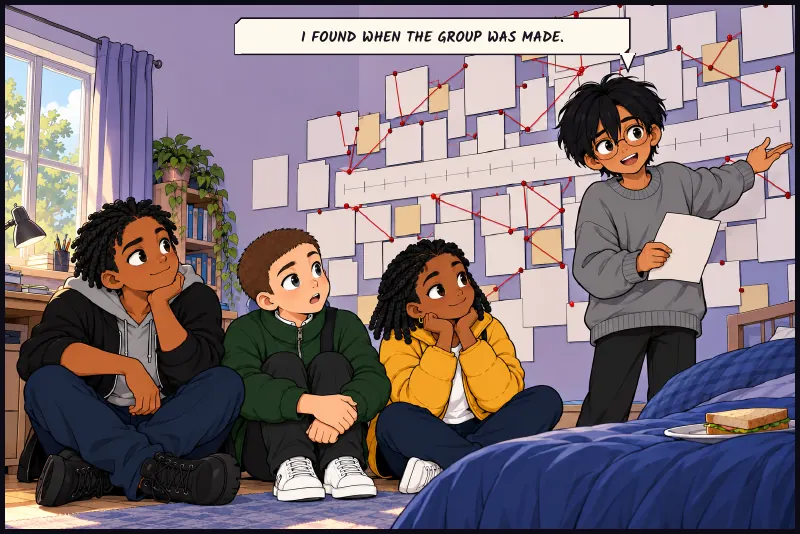 Big ensemble. After school, Sudde's room. Sudde: I found when the group was made.